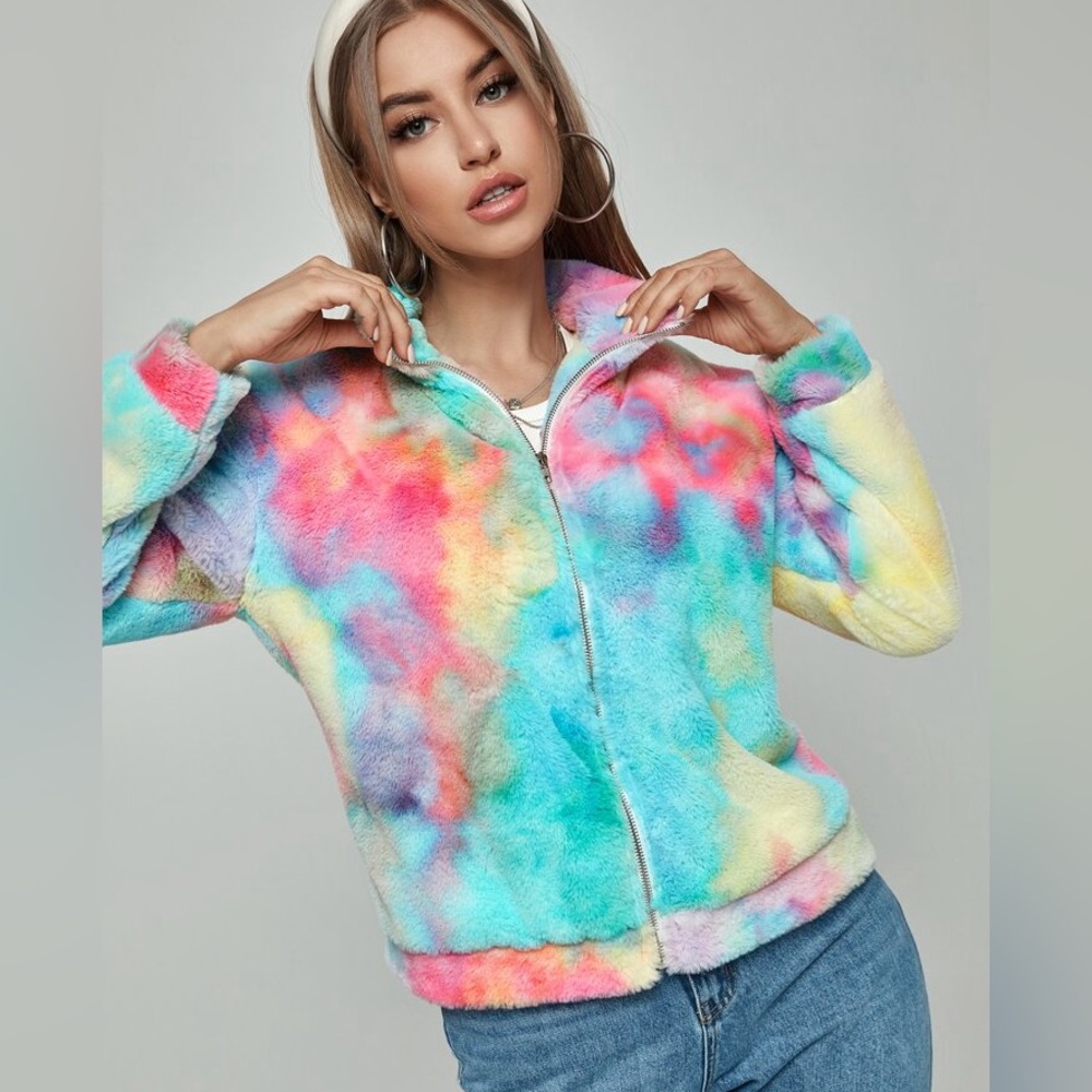 *🧡3/20$*Tie Dye Zipper Teddy Sweater